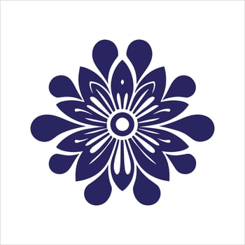 Blue And White Floral Design Clipart Minimalist Silhouette vector