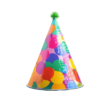 Colorful birthday party hat with vibrant polka dots resting on a clean transparent background ready for celebration, Birthday party hat isolated on transparent background png