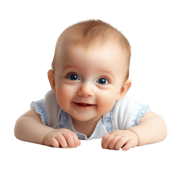 Cute baby boy with bright blue eyes smiling while lying on a soft surface at home during daytime, Baby child cute newborn toddler infant baby boy, transparent background. png