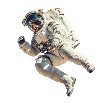 Astronaut floating in space against a transparent background during an extravehicular activity, Astronaut isolated on transparent background png