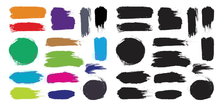Hand drawn set of color paint splashes vector