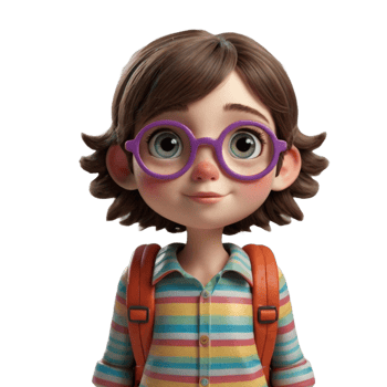 Cute 3D Cartoon Character with Adorable Features png