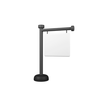 Black pole with white banner isolated 3d render icon illustration png