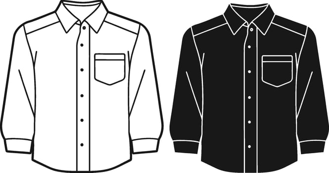 Elegant Collarless Button-Up Shirt Line Art vector