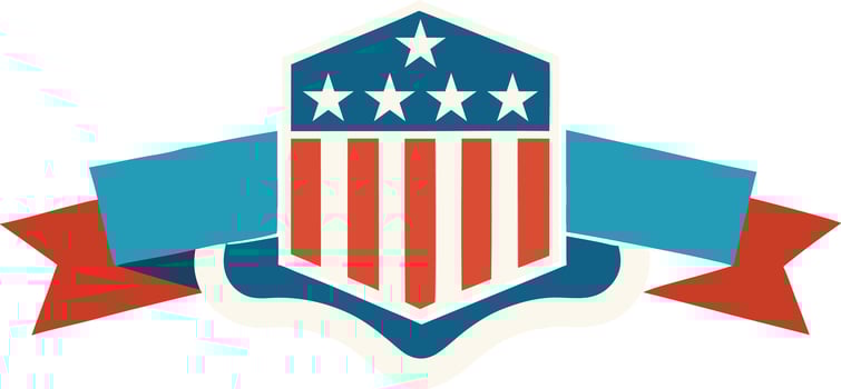 American flag label shield shape badge vector