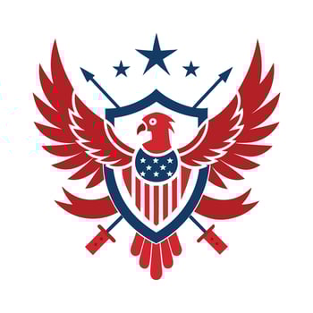 Majestic Eagle Emblem - Heraldic Shield Design for Patriotic and Military Art vector