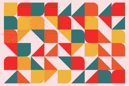 Bold Bauhaus Geometric Pattern with Triangles and Rounded Shapes vector