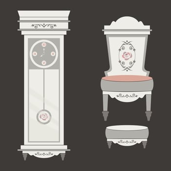 watch clocks arm chair cute baroque, shabby chic or classic style luxury interior cabinets vintage vector