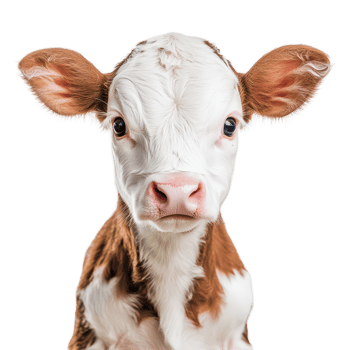 Adorable calf with a charming face captured in a bright studio setting during the afternoon, Adorable Calve The Cutest Face in the Animal Kingdom, transparent background. png