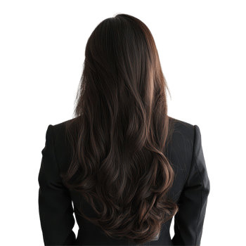 Back view of a businesswoman with long hair, dressed in a suit, against a clean transparent background, Back View Business Woman with Long Hair on transparent background png
