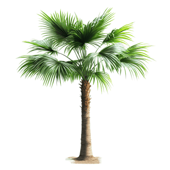 Isolated Asian Palmyra palm with lush green fronds on a clean transparent background capturing tropical beauty, Asian Palmyra palm isolated on transparent background png