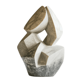 Abstract geometric stone sculpture showcasing artistic design and modern elegance in a contemporary setting, Artistic Stone Sculpture Abstract Geometric Art, transparent background. png