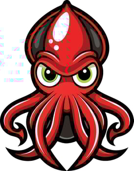 An octopus with big eyes and tentacles vector