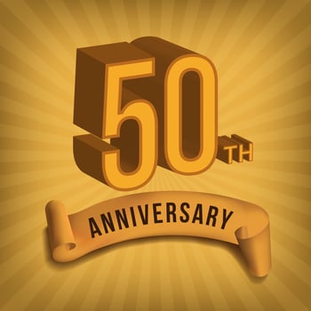 50th anniversary luxury design, elegant golden milestone logo vector