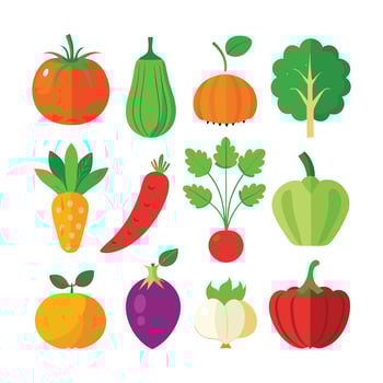 Vegetables icons set vector