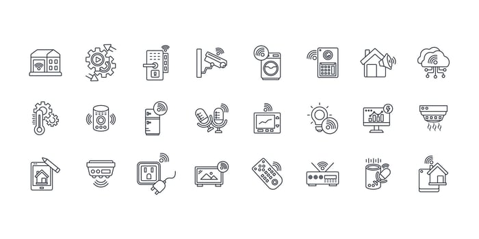 Home automation icon set..Editable stroke.linear style sign for use web design,logo.Symbol illustration. vector