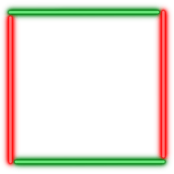 Neon light frame. Christmas border frame. Red and green light line. png