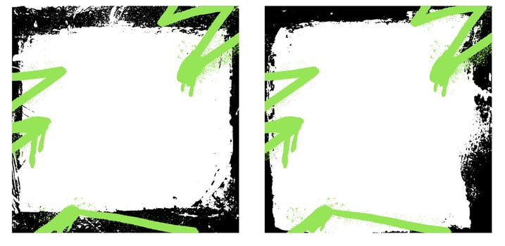 Graffiti spray element on grunge frame set with brush strokes and paint. Rough texture and black ink border with hand drawn outline. vector