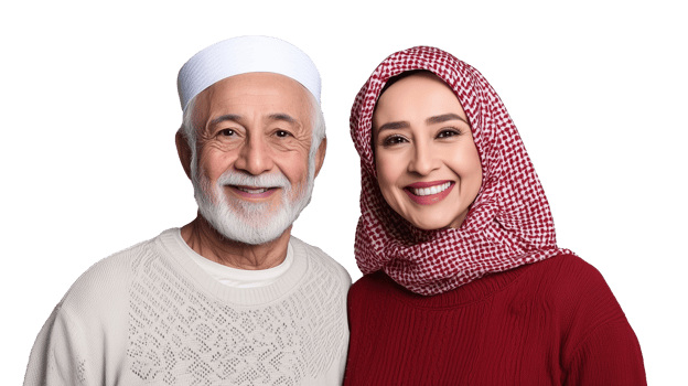 Family Portrait of Elderly Man and Woman Smiling on Transparent Background png