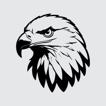 the head of an eagle is shown in black and white vector