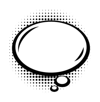 Blank comic speech bubble with halftone dots background. Cartoon illustration vector