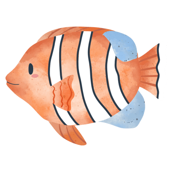 Watercolor orange striped fish illustration png