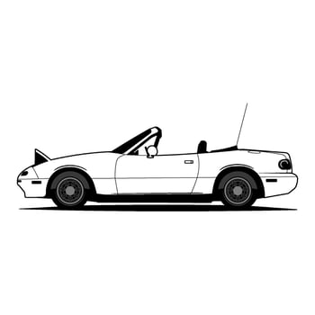 small car open roof side view vector