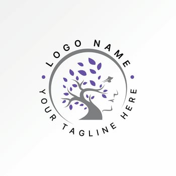 Logo design graphic concept creative premium stock image graphic small decorative plant leaves botany garden side face to nature tree art human vector
