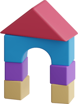 Building blocks house 3d icon for kid creativiry png