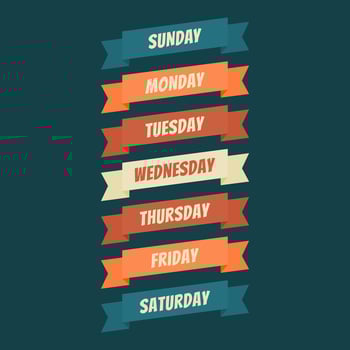 Days of The Week on Colorful Tape Vintage Style vector