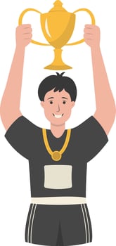 Male Winner Character in Black Clothes vector