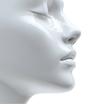 a white mannequin head with closed eyes transparent background png