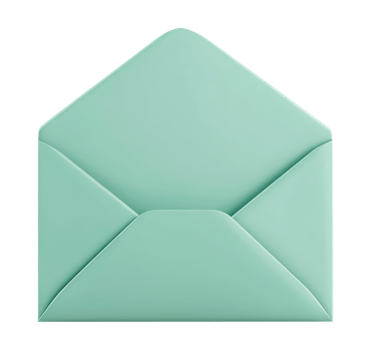 Illustration of an open green envelope isolated on transparent background png