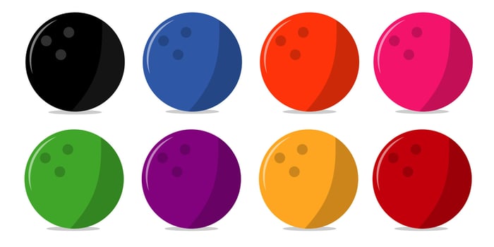 colorful bowling balls set of six balls on white background vector