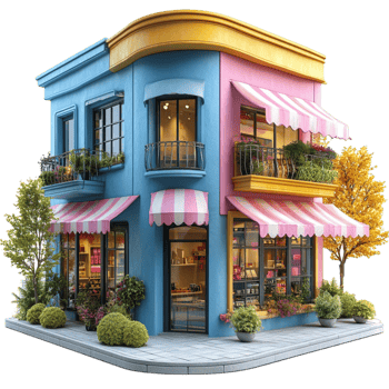 3D Illustration of a Colorful Building on Transparent Background png