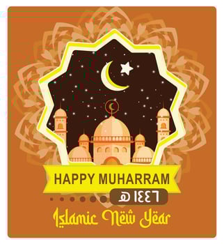 Islamic New Year Greetings with the blessings of a happy Muharram. vector