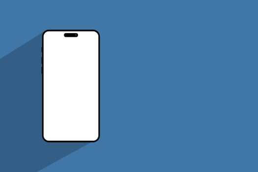 blue background with realistic phone mockup vector