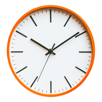 Simple Orange Wall Clock Displaying Time and Minimalist Design png