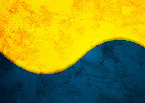 Abstract blue and yellow grunge corporate wavy background vector