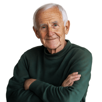Senior Man with Arms Crossed on Transparent Background png