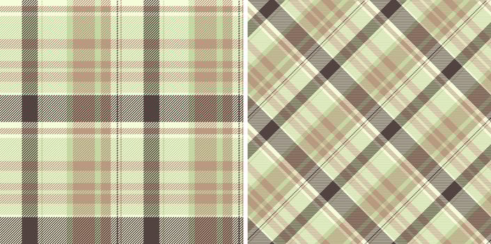 Seamless textile background of pattern fabric plaid with a tartan check texture. Set in nature colors. Latest fashion trends. vector