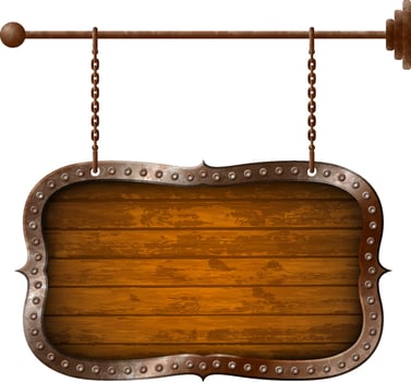Wooden and metallic aged signboard vector