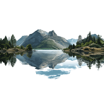 Crystal Clear Alpine Lake with Majestic Mountains png
