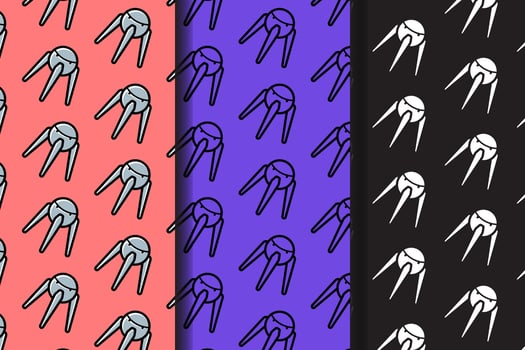 satellite space colorful pattern on pink, purple, black background set. doodle probe galaxy outline symbol seamless pattern background. gunny satellite seamless pattern for decor and merchandise vector