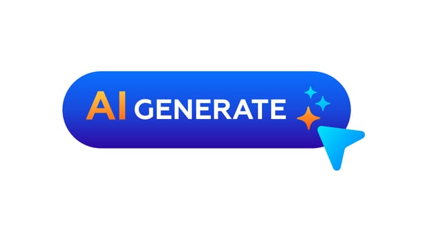 AI icon with blue gradient, arrow symbol, and chatbot network design. vector