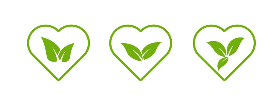 Heart and leaf design representing eco-friendly and natural themes. vector