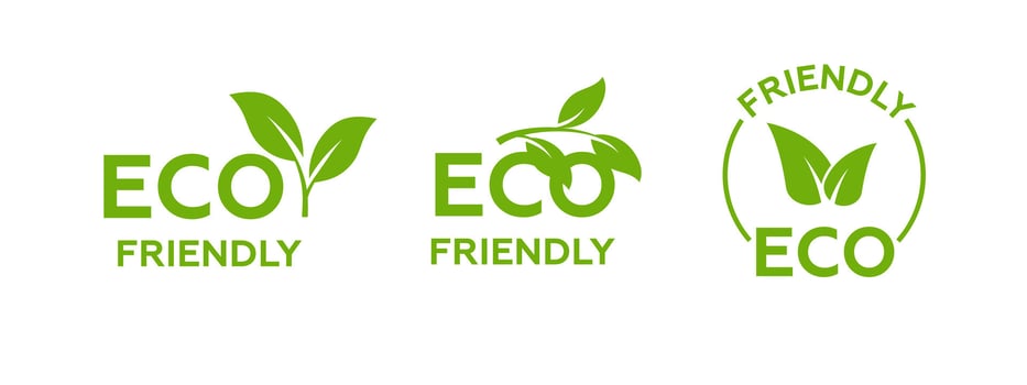 Green eco friendly leaf icon with outline for sustainable designs. vector