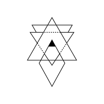 Sacred triangle with mystical and abstract shapes. vector