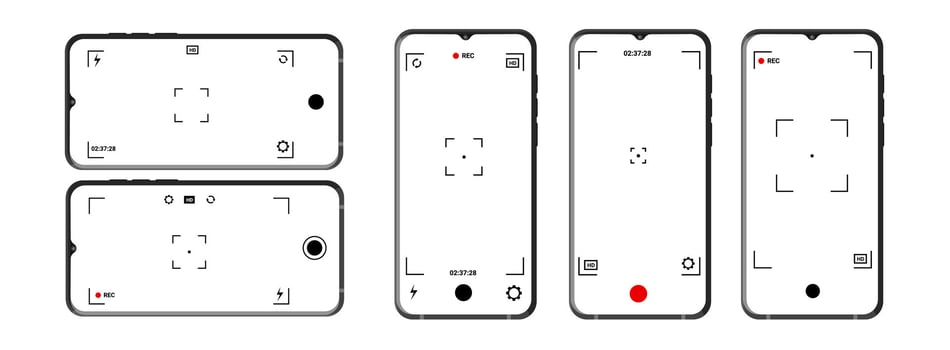 Camera app interface with adjustable zoom and frame vector