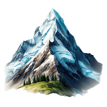 Majestic Snow Capped Mountain with Detailed Rock Formations png